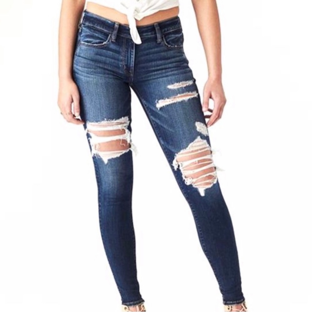⭐️AE next level stretch jeggings ripped size 2 R